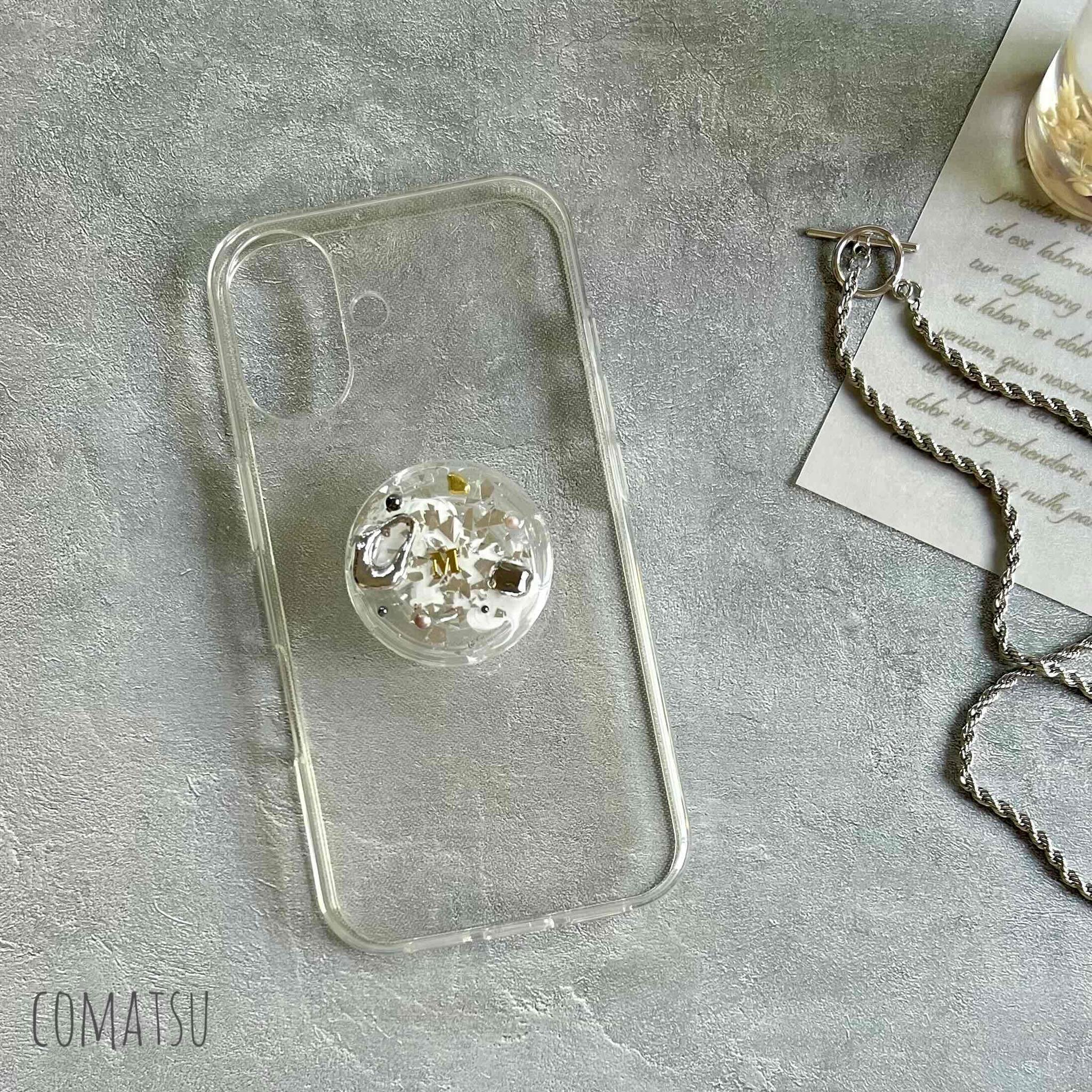 “イニシャル入り” MODECasual グリップソケット付きスマホケース スマホスタンドカバー